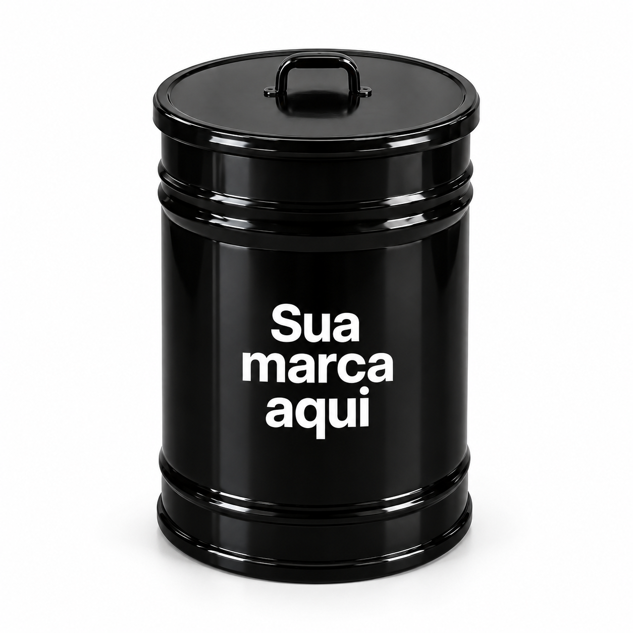 Lixeira preto com estampa Sua marca aqui
